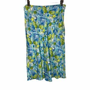 Vintage Y2K Express Watercolor Floral Tea Length Skirt Medium
